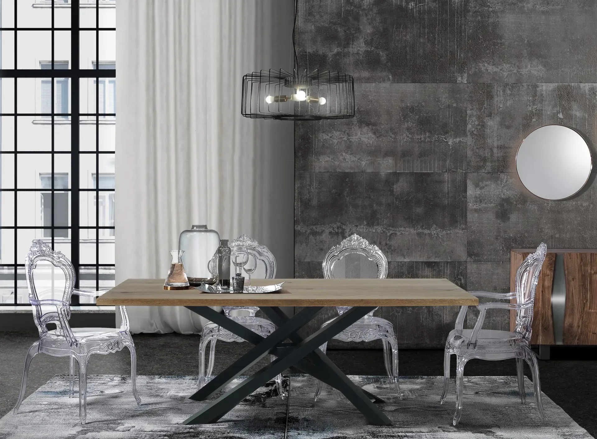 Lampadario Ludo Tomasucci sopra un tavolo da pranzo