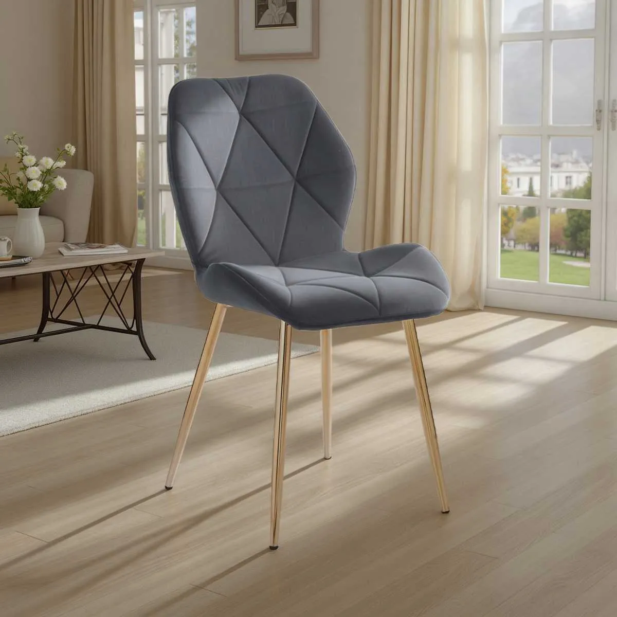 Sedia New Kemy Gold Grey Tomasucci in velluto grigio