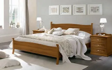Letto Anastasia Arcadia Colombini in legno color noce con testata e pediera dal profilo ondulato