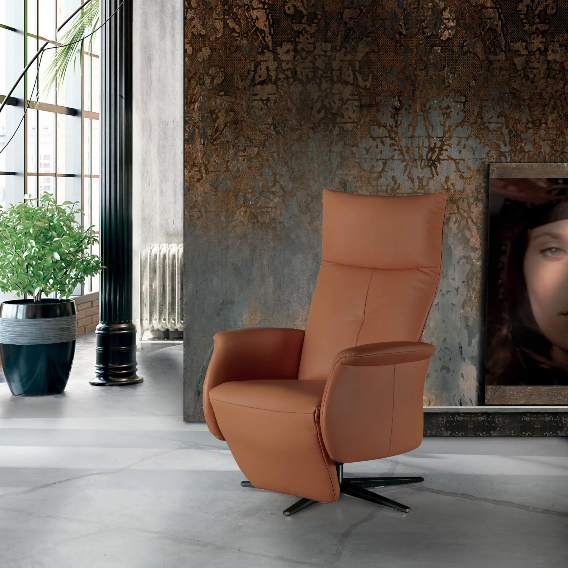 Poltrona Nina Il Benessere color mattone nello stesso loft