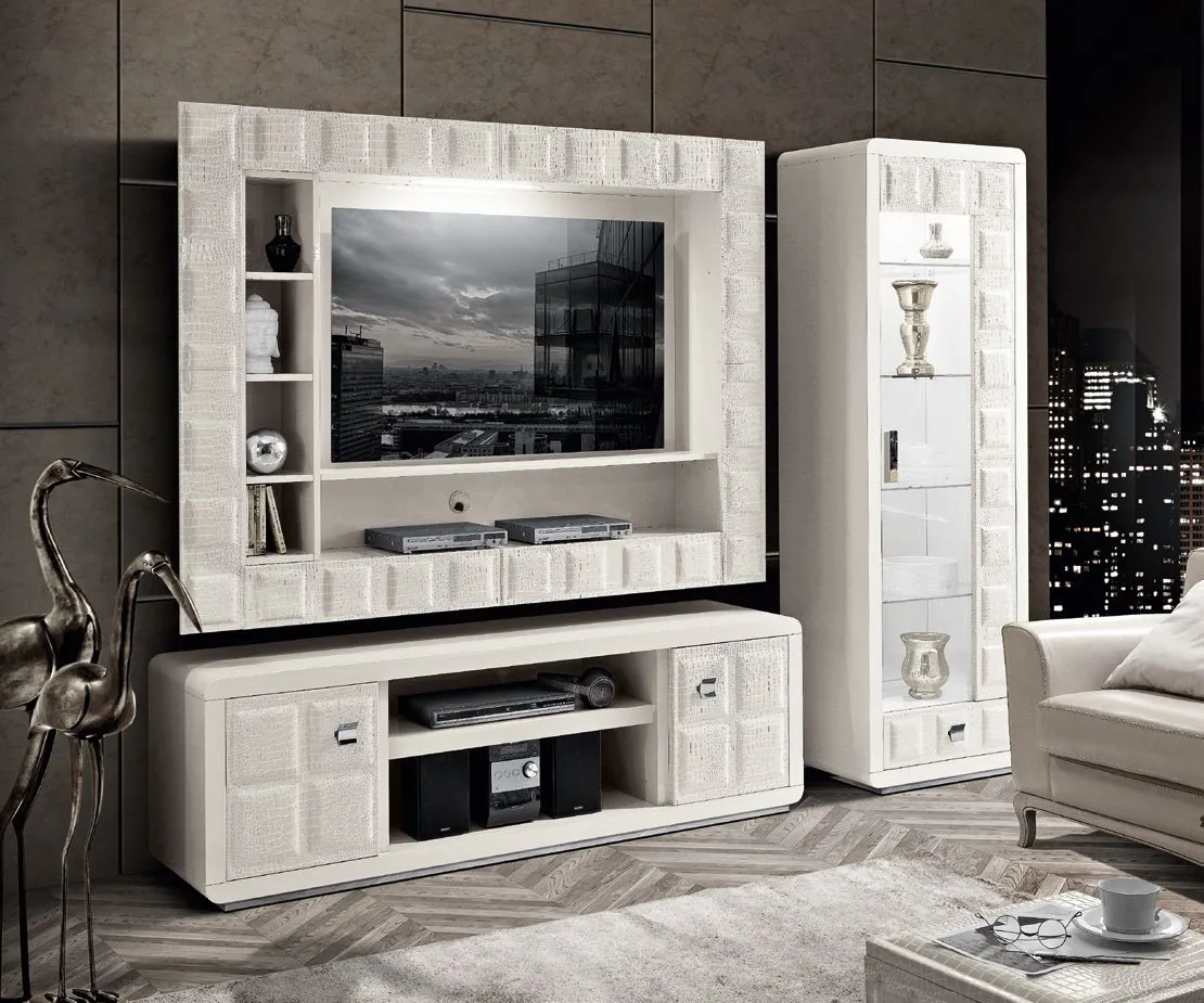 Porta TV Elite Saber Jewels bianco con cristalliera