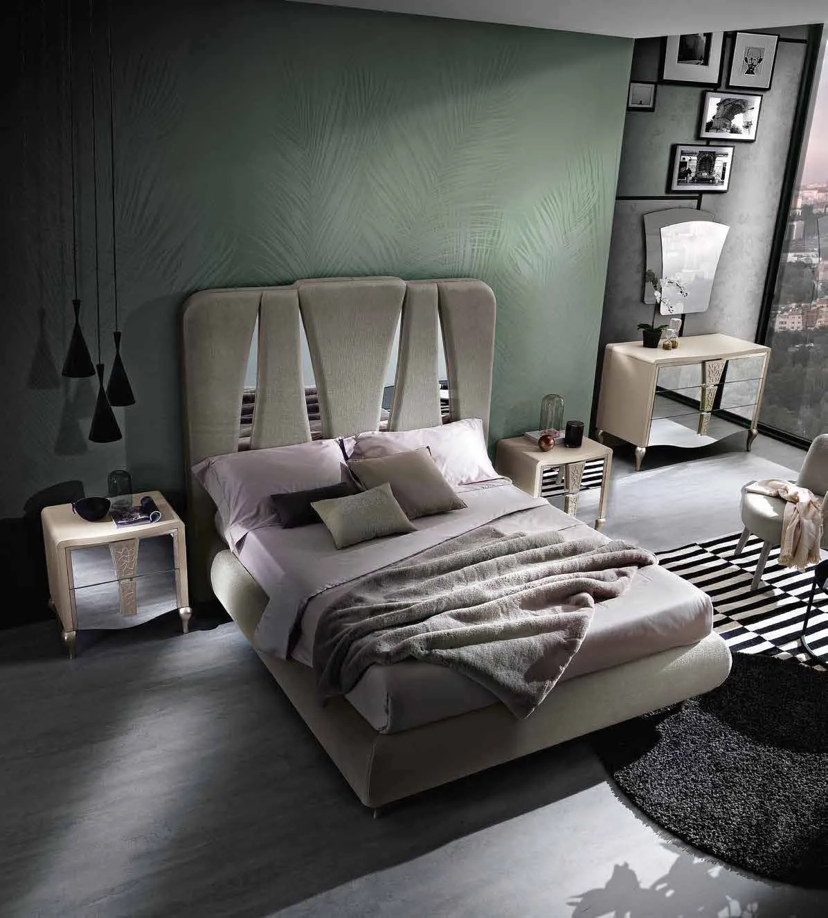 Camera Chanel Saber con letto, comodini e consolle