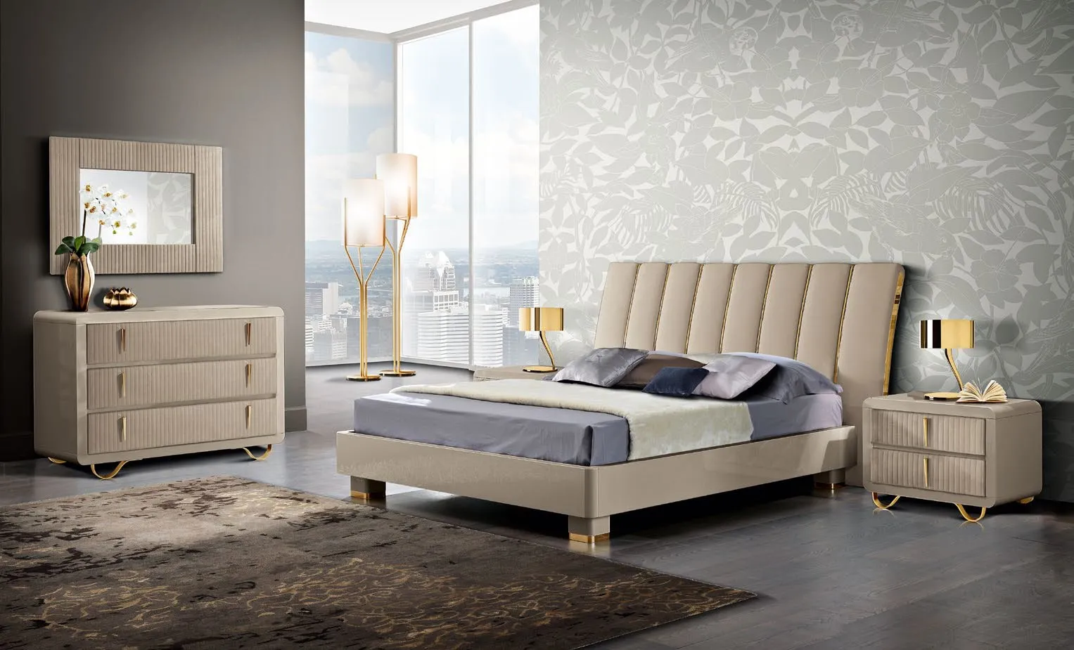 Letto Prestige Saber Jewels con testiera a bande verticali
