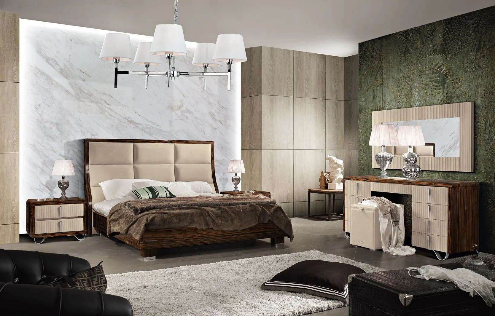 Letto Grace Saber Jewels in ebano con toeletta coordinata