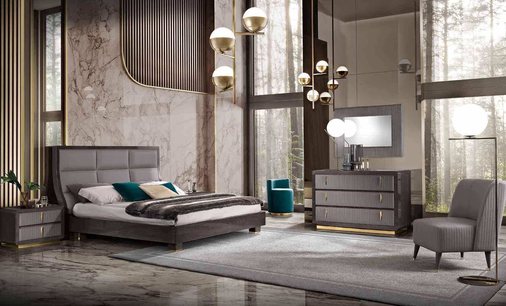 Camera con letto Grace Saber Jewels in frassino cenere