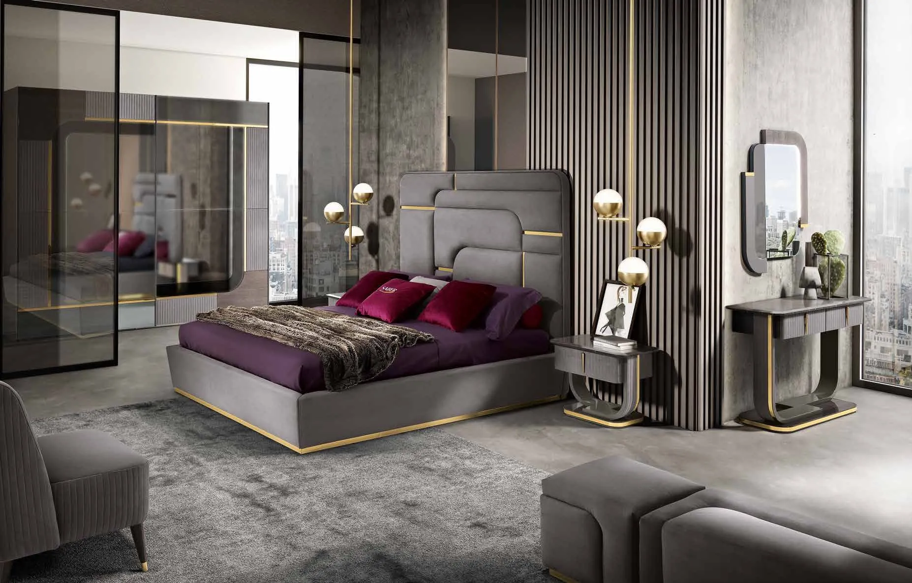 Camera con letto Amethyst Saber Jewels e armadio Crystal