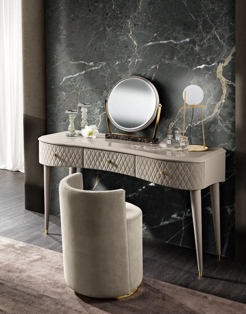 Consolle Amber Saber Jewels con specchiera girevole e pouf