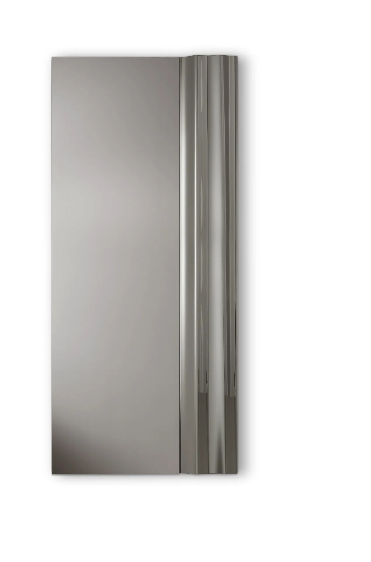 Specchio Zenith Stones rettangolare con vetro fumé e fascia a rilievo, su fondo bianco