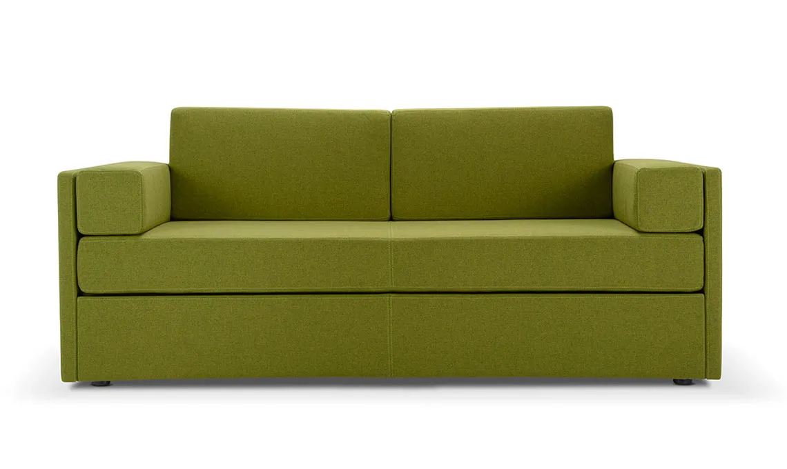 Divano letto contenitore Adria Domingo verde, vista frontale