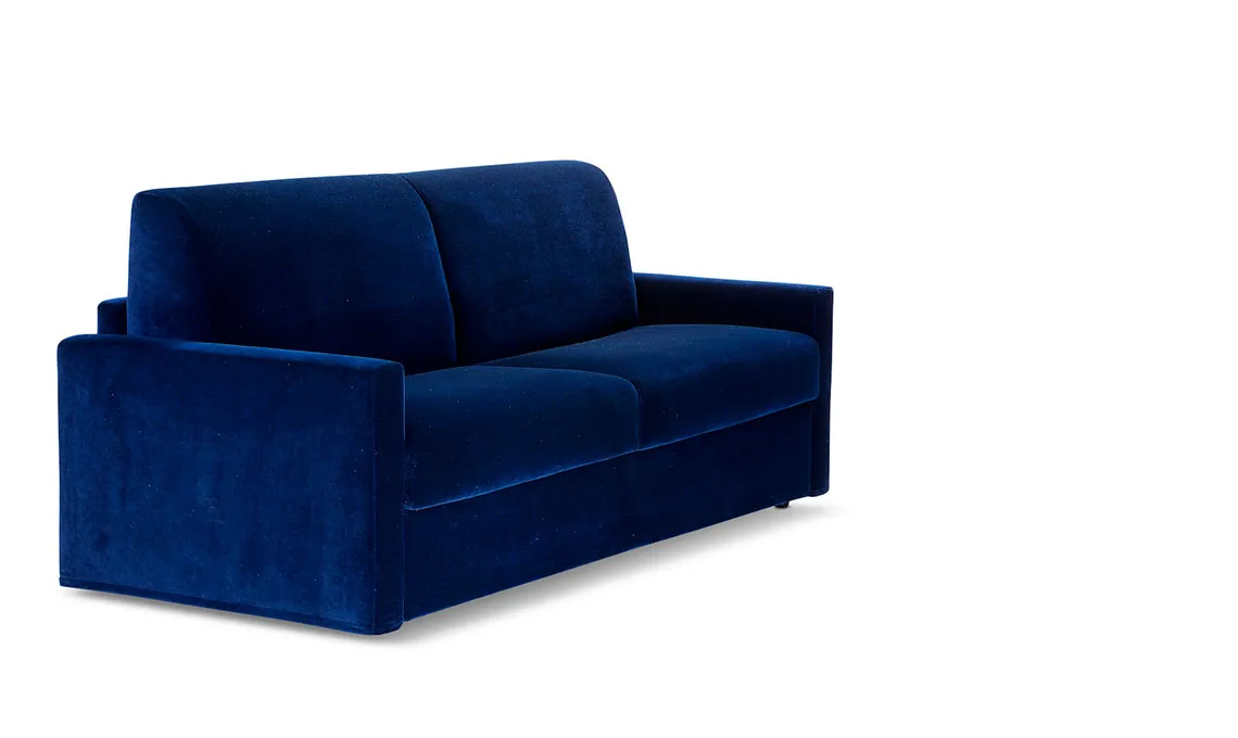 Divano letto Marie Domingo blu su fondo bianco