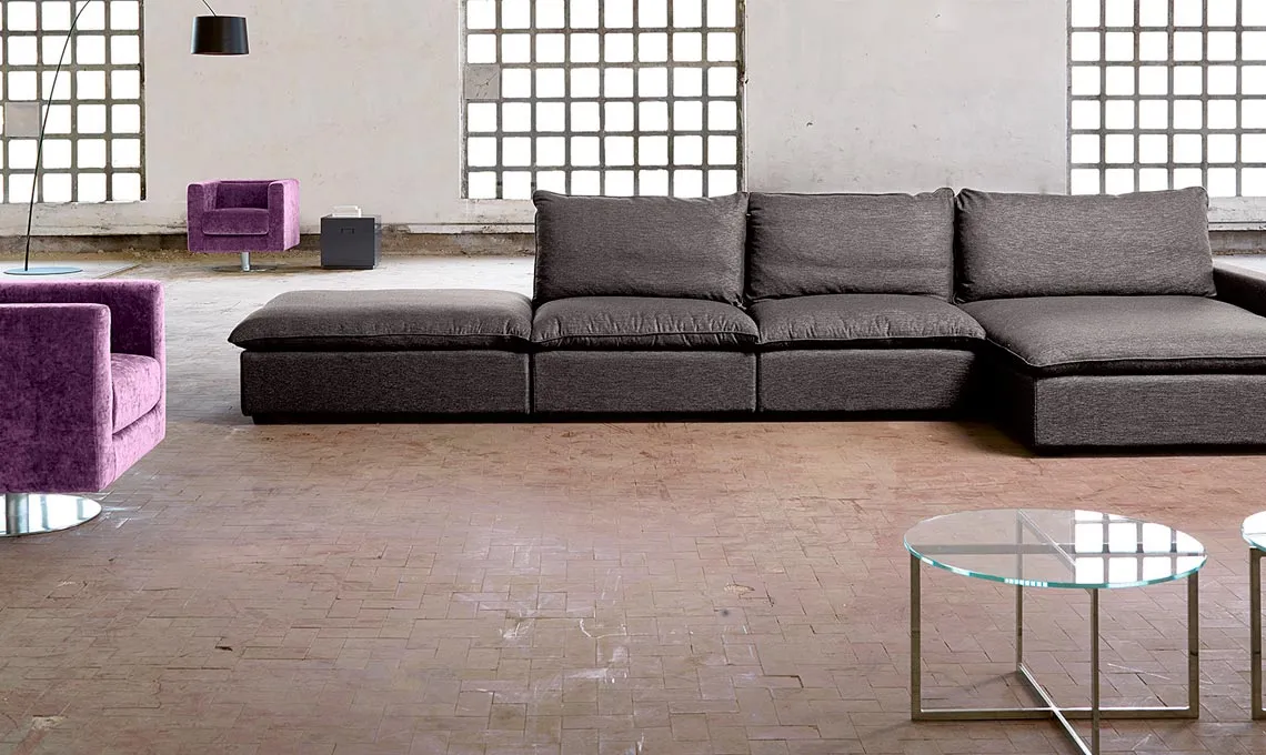 Divano componibile Henri Domingo grigio con chaise longue