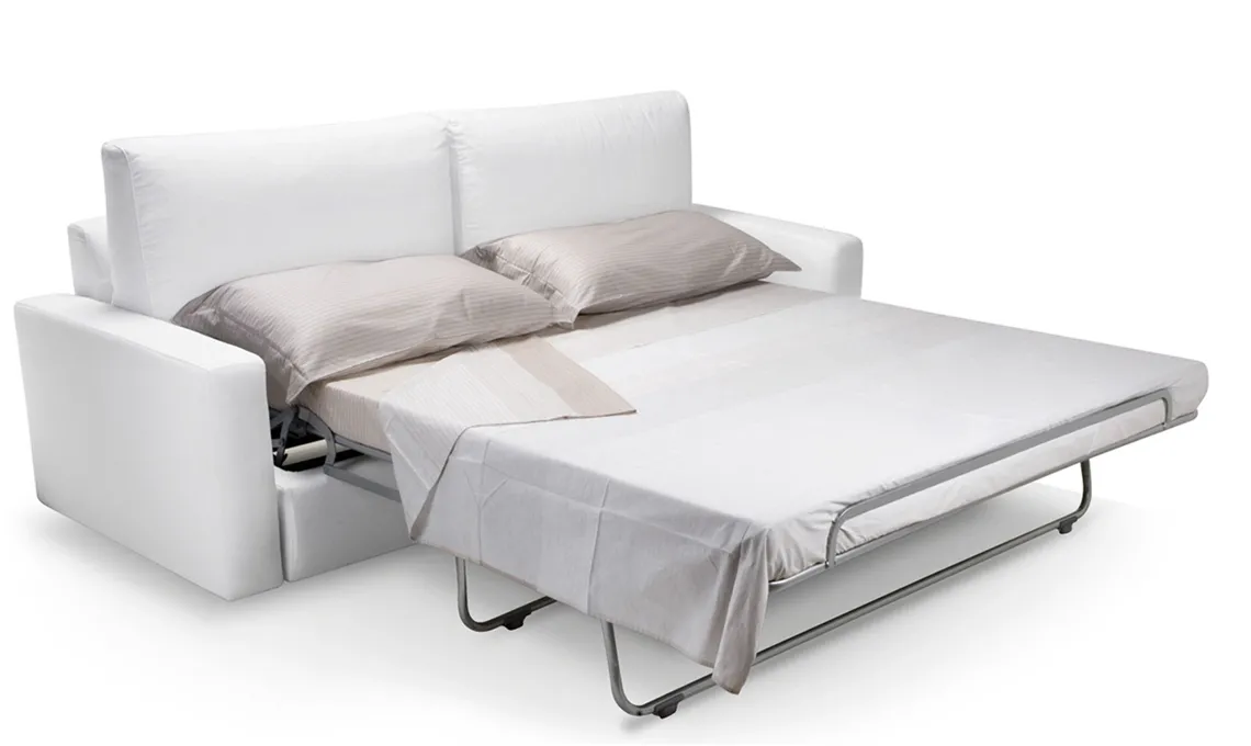 Divano letto Lab 2 Domingo bianco aperto con materasso
