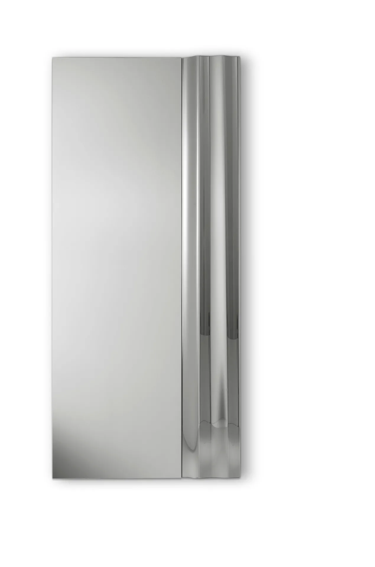 Specchio Zenith Stones 80 × 180 cm in finitura argento su fondo bianco