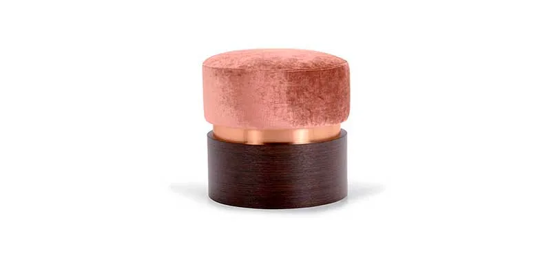 Pouf Tara Domingo rosa antico su fondo bianco