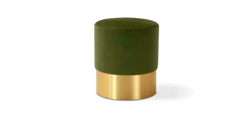 Pouf Chione Domingo verde con base ottone
