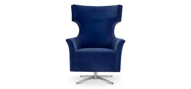 Poltrona bergère Kari Domingo blu su base girevole