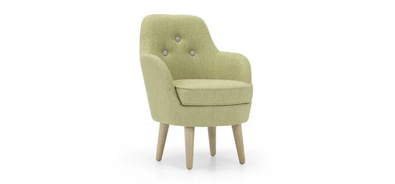 Poltroncina Cornell Domingo verde salvia di tre quarti