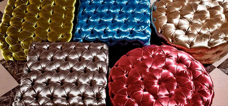 Pouf capitonné Malvina Domingo in tessuti colorati