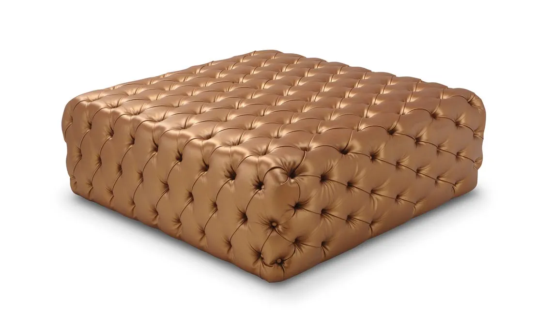 Pouf Malvina Domingo rettangolare in pelle cognac