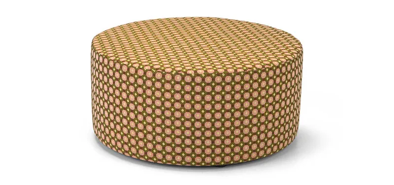 Pouf Basic Domingo rotondo in tessuto ocra a pois