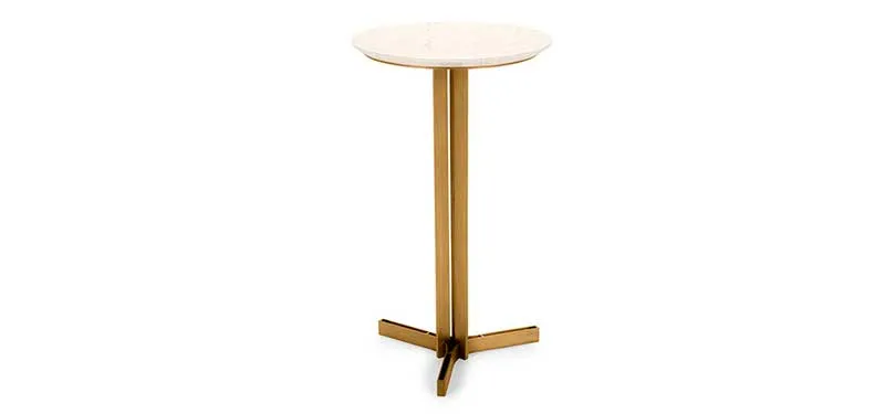 Tavolino Ceo Domingo con piano bianco e base dorata