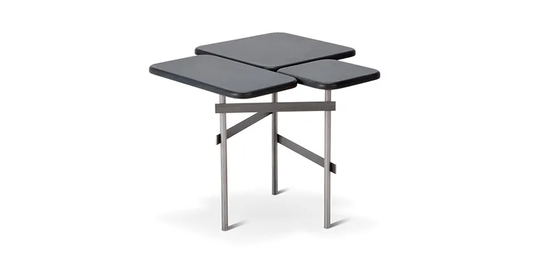 Tavolino Tablette Domingo nero con piani sfalsati