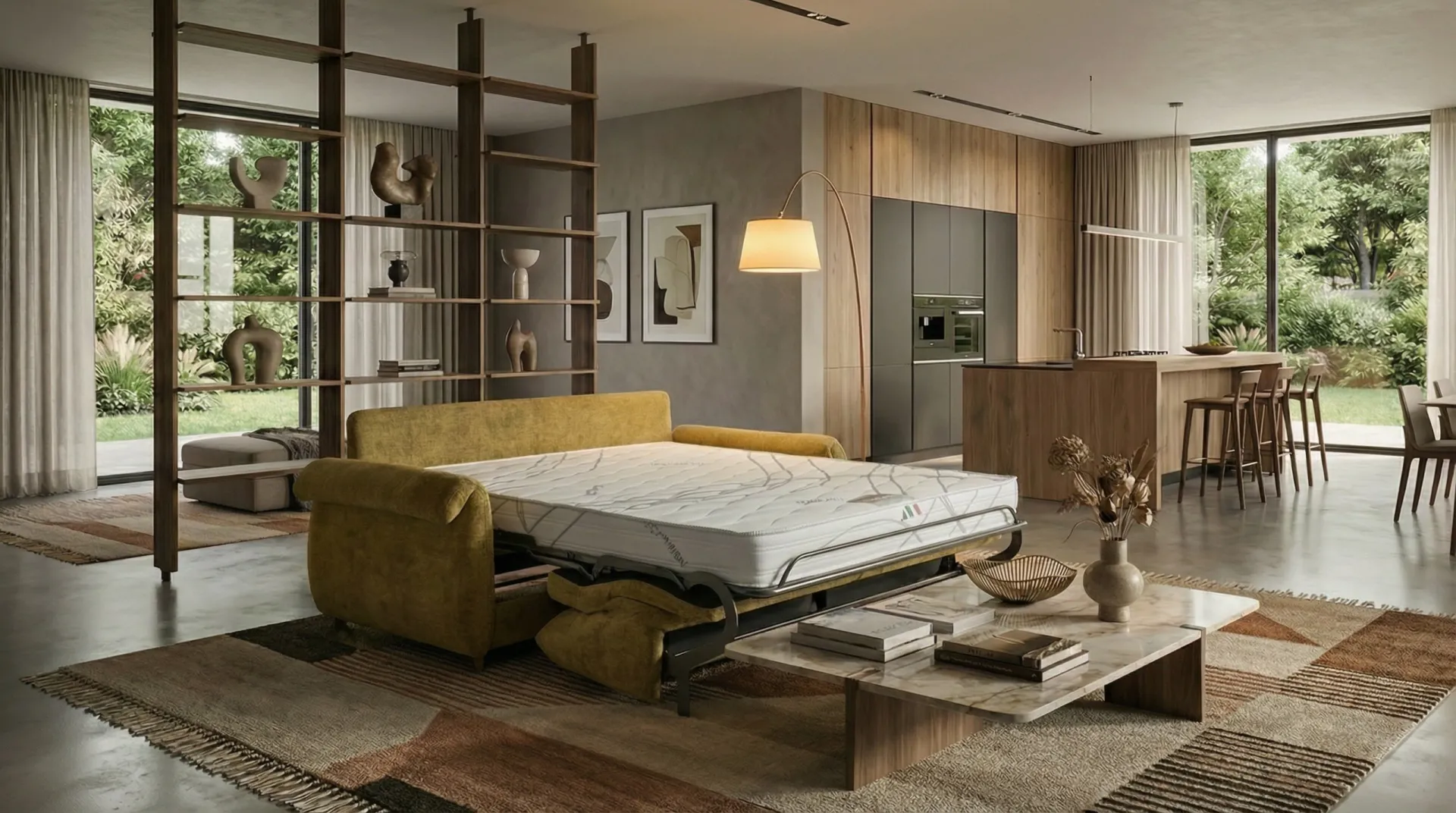 Divano Ayron Il Benessere aperto a letto in un open space