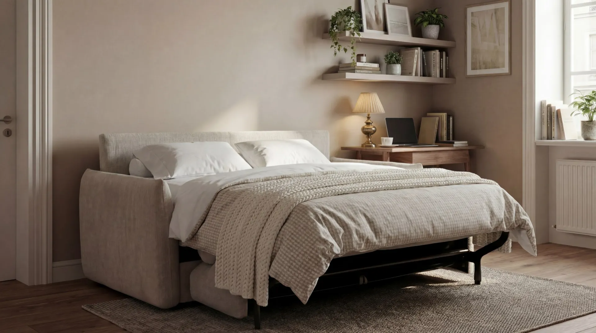 Divano Liberty Il Benessere aperto a letto con lenzuola