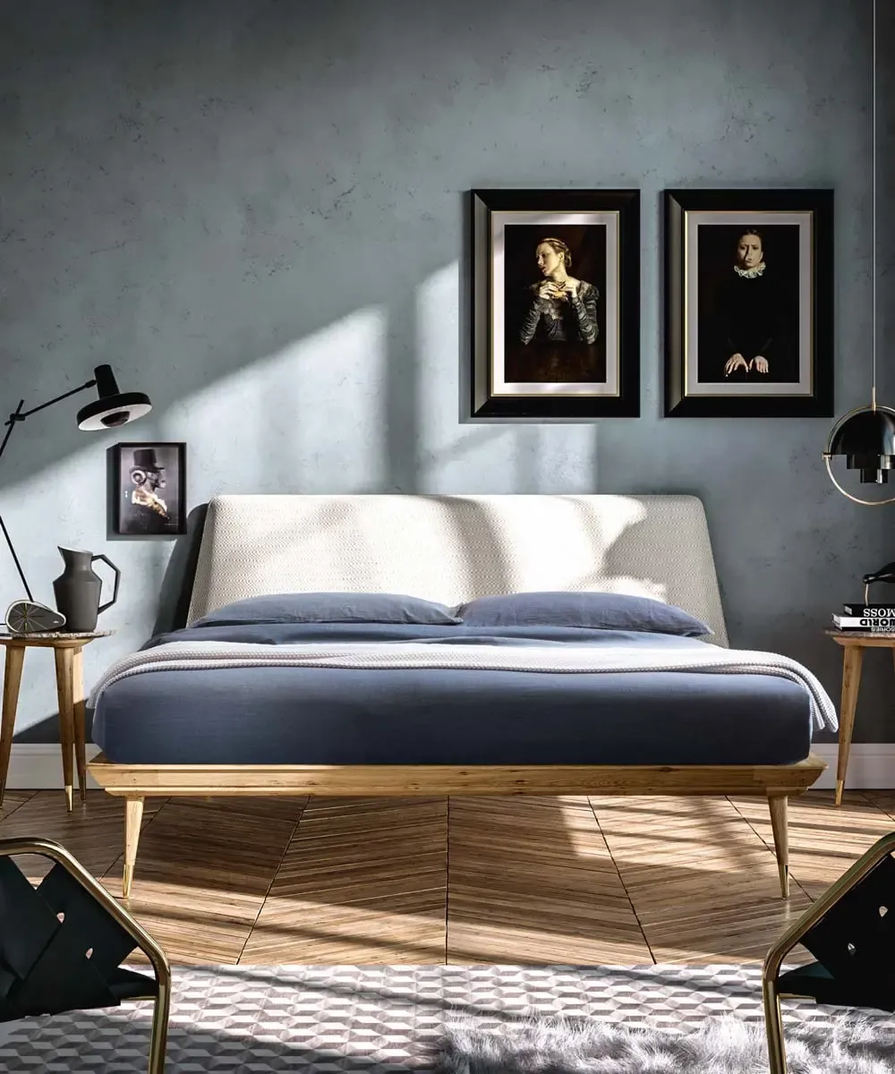 Letto Cocò Callesella in rovere chiaro con testiera imbottita, camera Cocò Paris