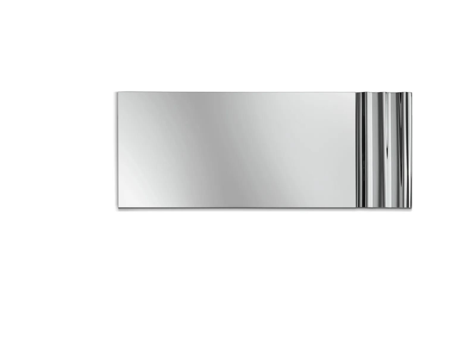 Specchio Panorama Stones 180 × 70 cm in finitura argento su fondo bianco