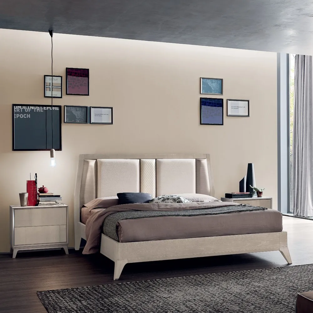 Letto Cardamomo Le Fablier con struttura laccata avorio