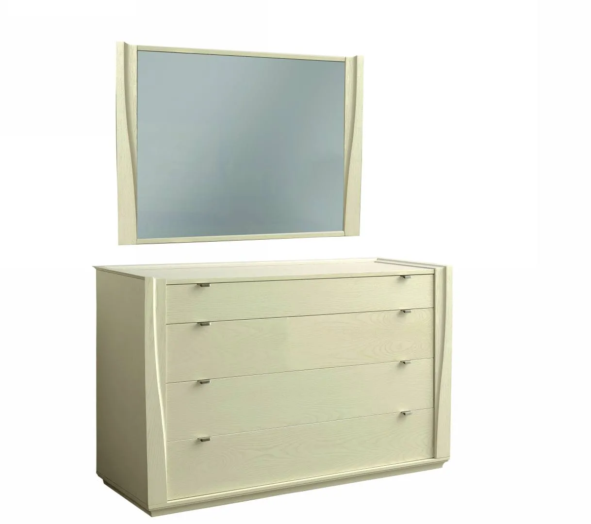 Comò Tosato 234.02 a quattro cassetti in Bianco Vanity con specchiera, su fondo bianco