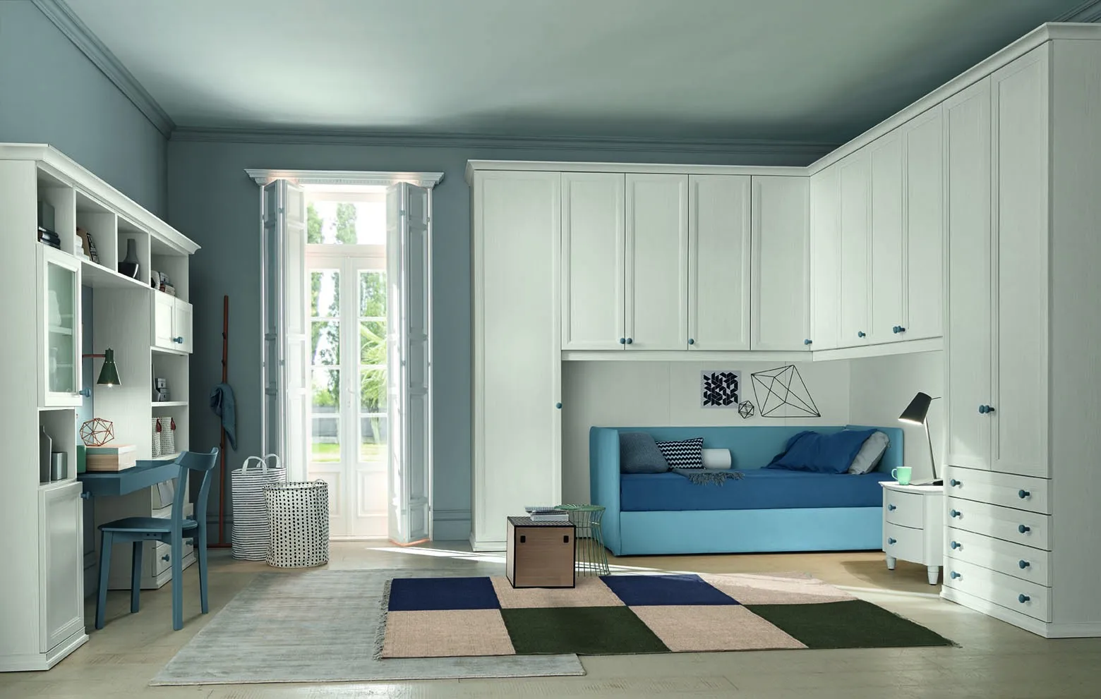 Cameretta classica Arcadia AC032 Colombini con divano letto Spazio sotto il ponte