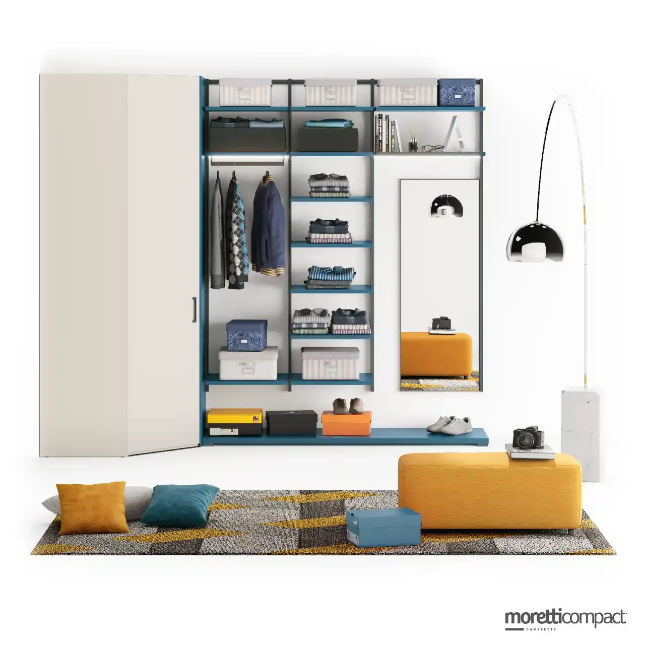Cabina armadio Wall Moretti Compact con cabina Short e specchiera Profile