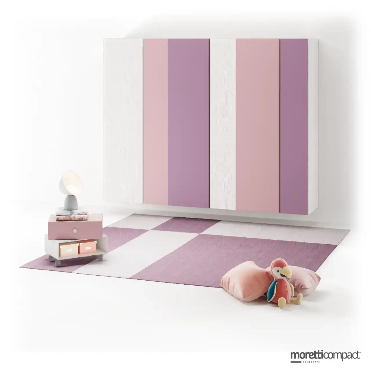 Armadio sospeso Fly Moretti Compact con ante in betulla, dalia e peonia