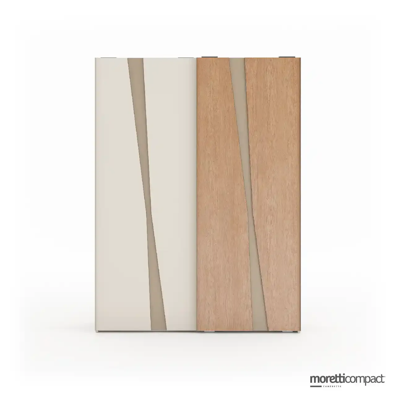 Armadio scorrevole Flake Moretti Compact in rovere, quarzo e tortora