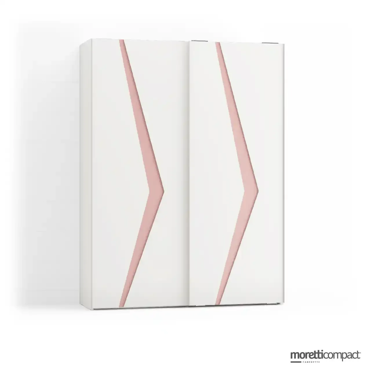 Armadio scorrevole Wing Moretti Compact a due ante bianco e peonia