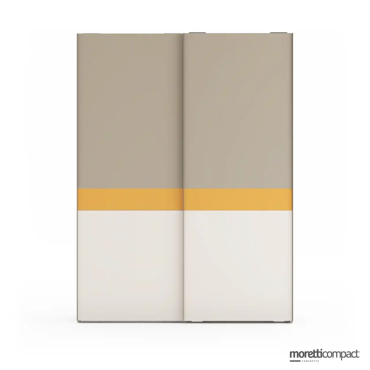 Armadio scorrevole Thin Moretti Compact in quarzo e tortora con inserto ocra