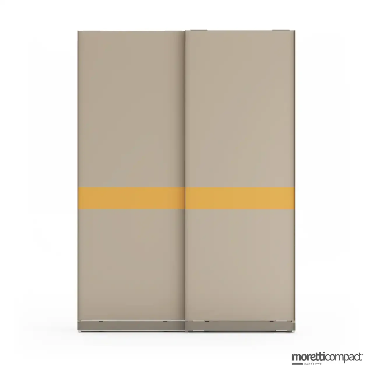 Armadio scorrevole Thin Moretti Compact tortora con listello ocra