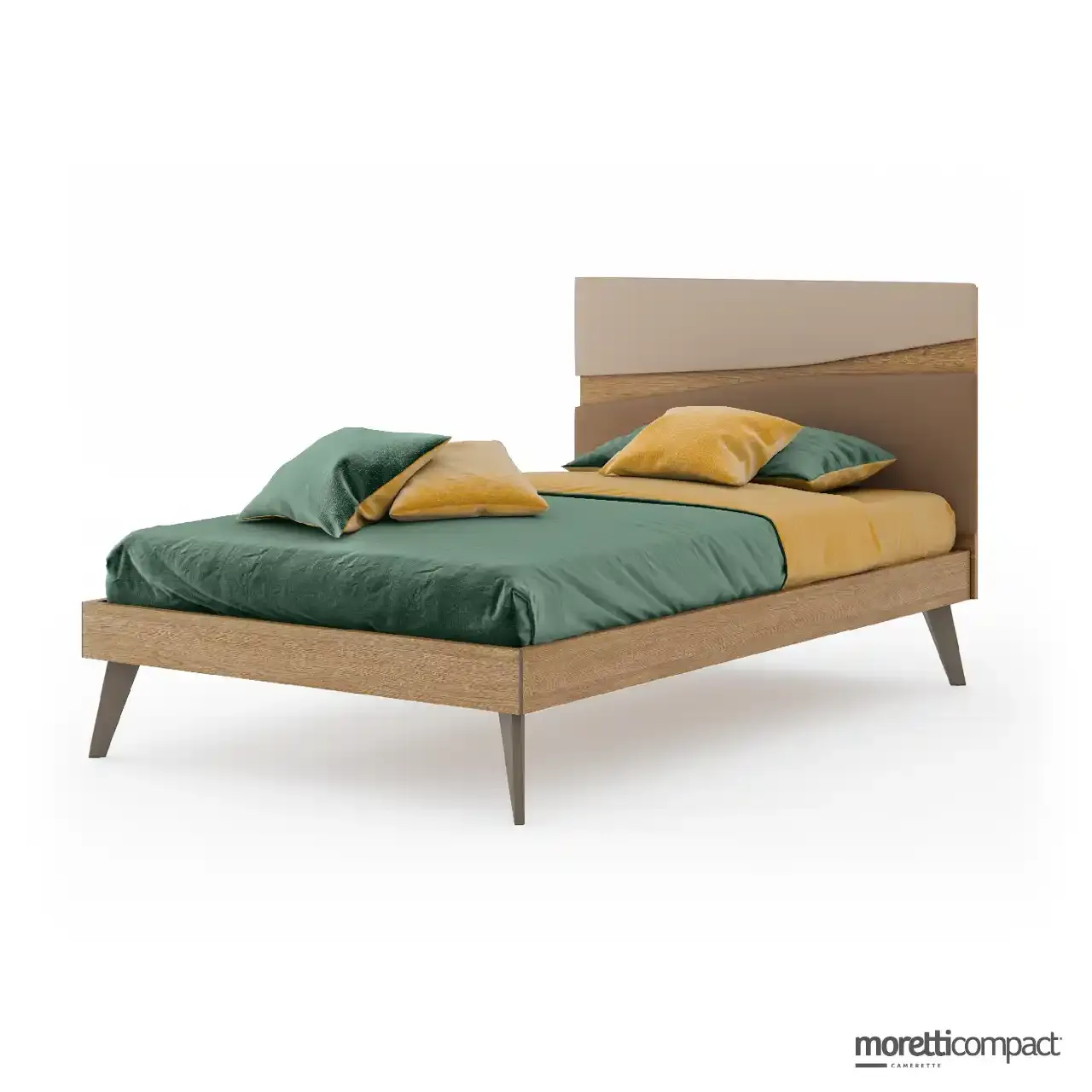 Letto Plane Flake Cloth Moretti Compact con pannelli sfalsati e giroletto Woody Slim