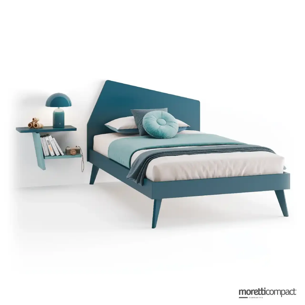 Letto Iceberg Moretti Compact blu navy e cielo con mensole Warp
