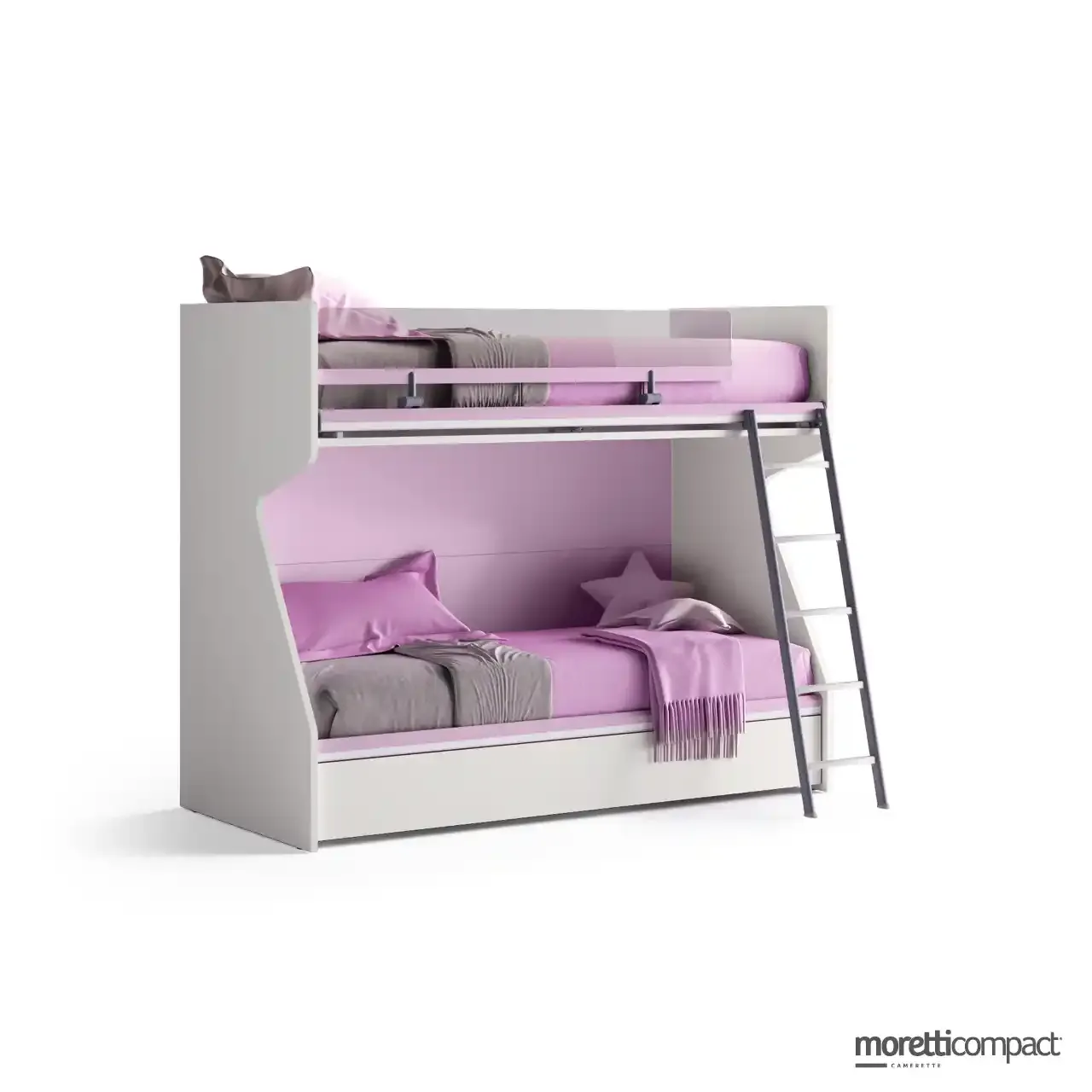 Letto a castello Level Flow Moretti Compact con scala a pioli e protezione Light