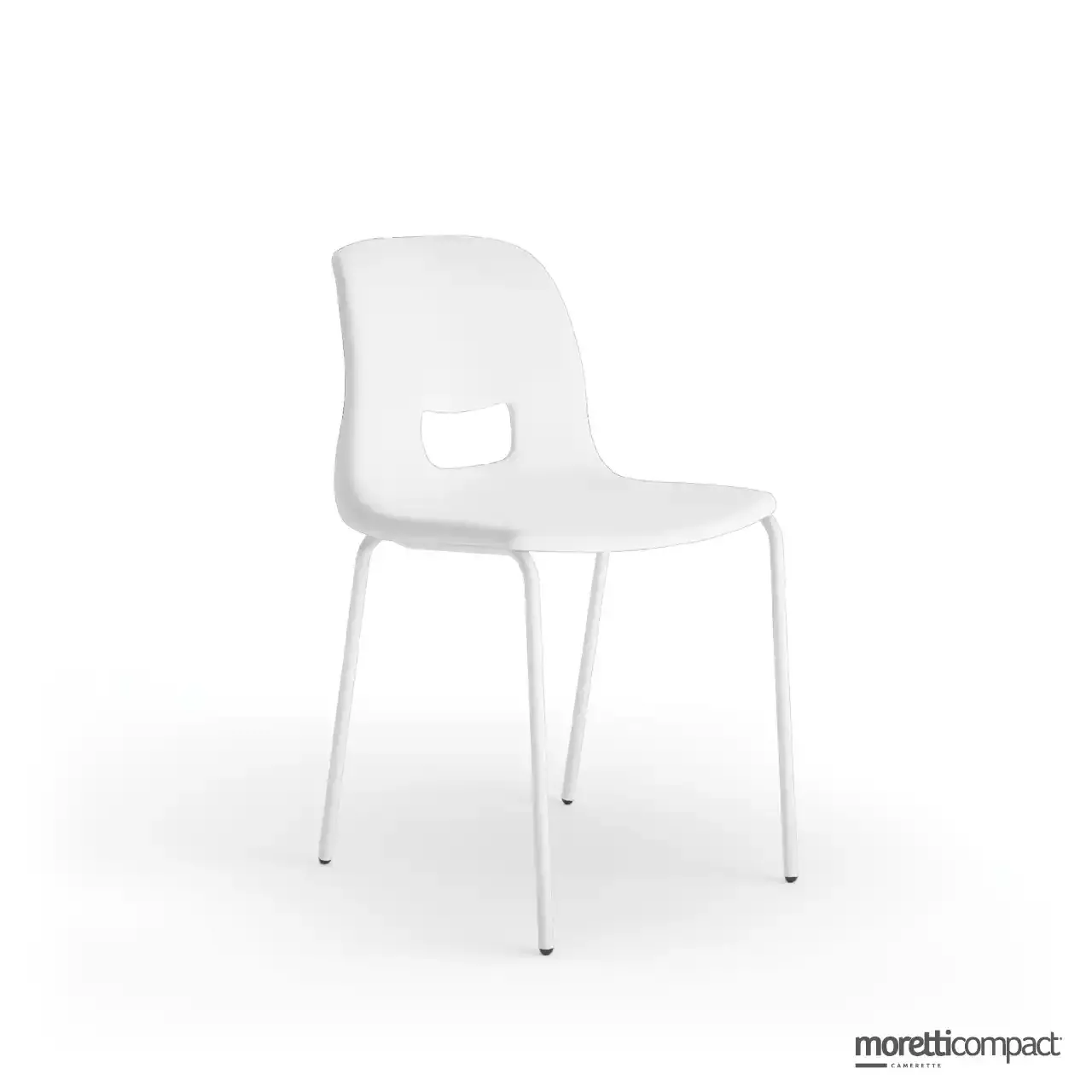 Sedia Gap Moretti Compact fissa con gambe in metallo bianco e scocca colorata
