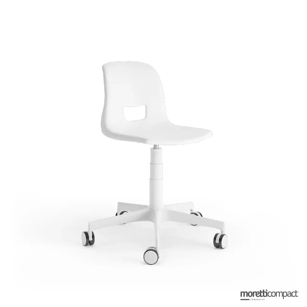 Sedia Gap Moretti Compact con ruote e base bianca regolabile in altezza