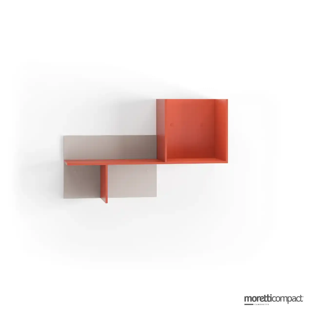 Pensili Airbox e Cubibox Moretti Compact composti sopra un piano