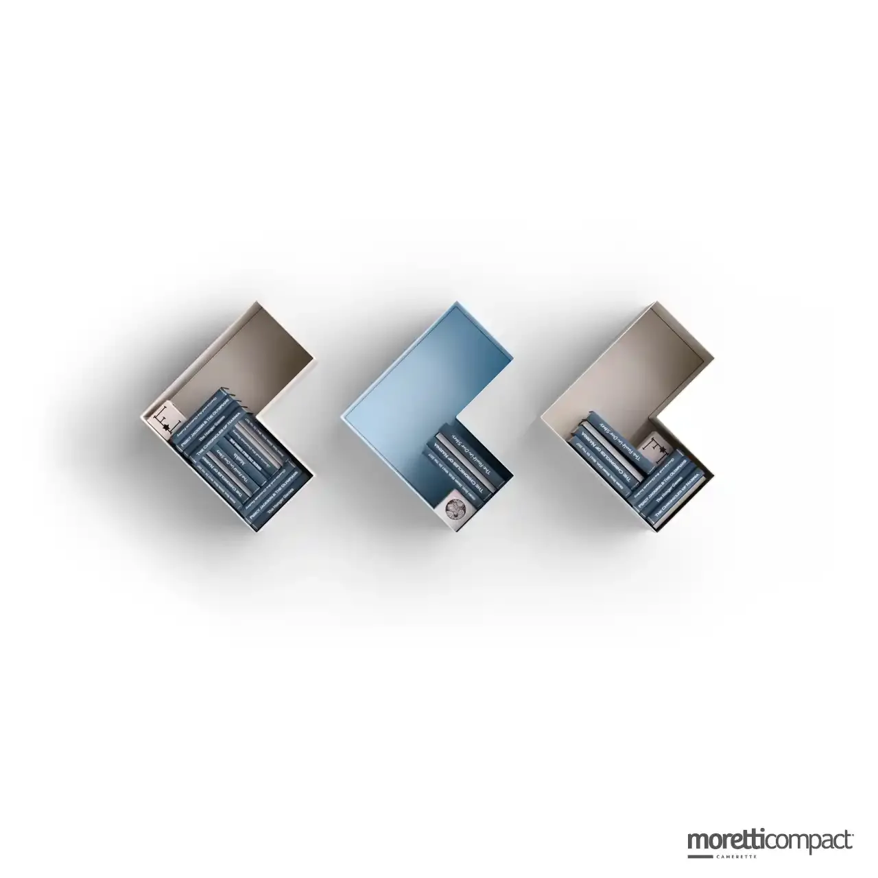 Gruppo di L-Box Moretti Compact appesi alla parete