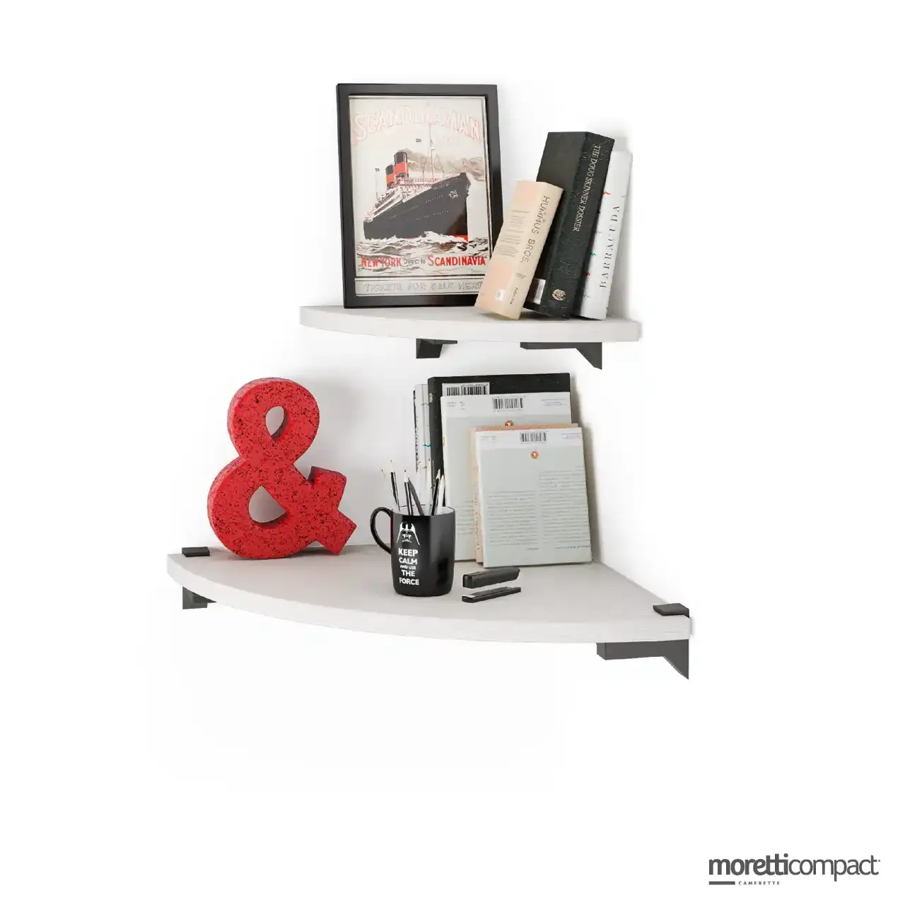 Coppia di mensole arrotondate con reggimensola Hummel Moretti Compact