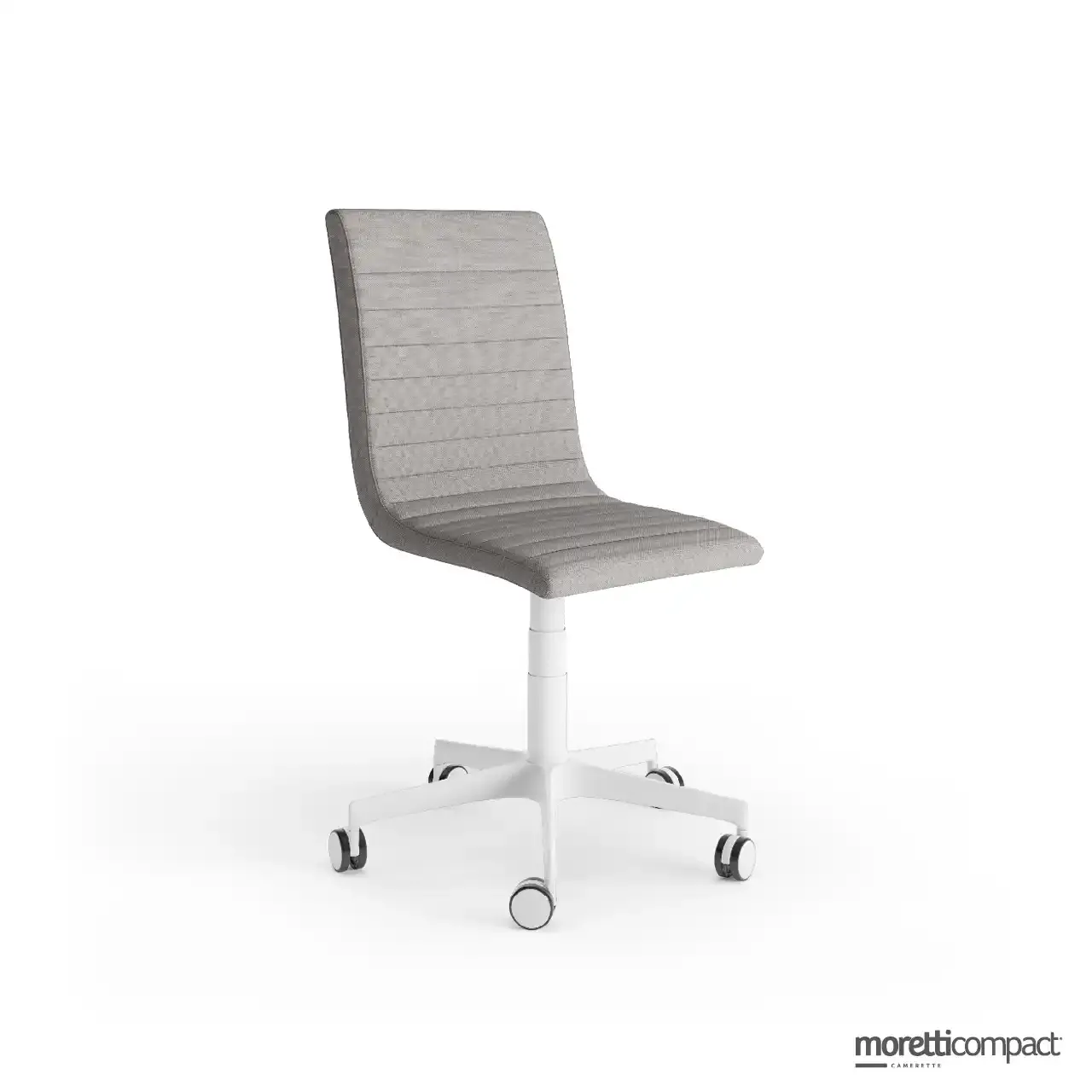 Sedia Diva Moretti Compact imbottita con base bianca su ruote