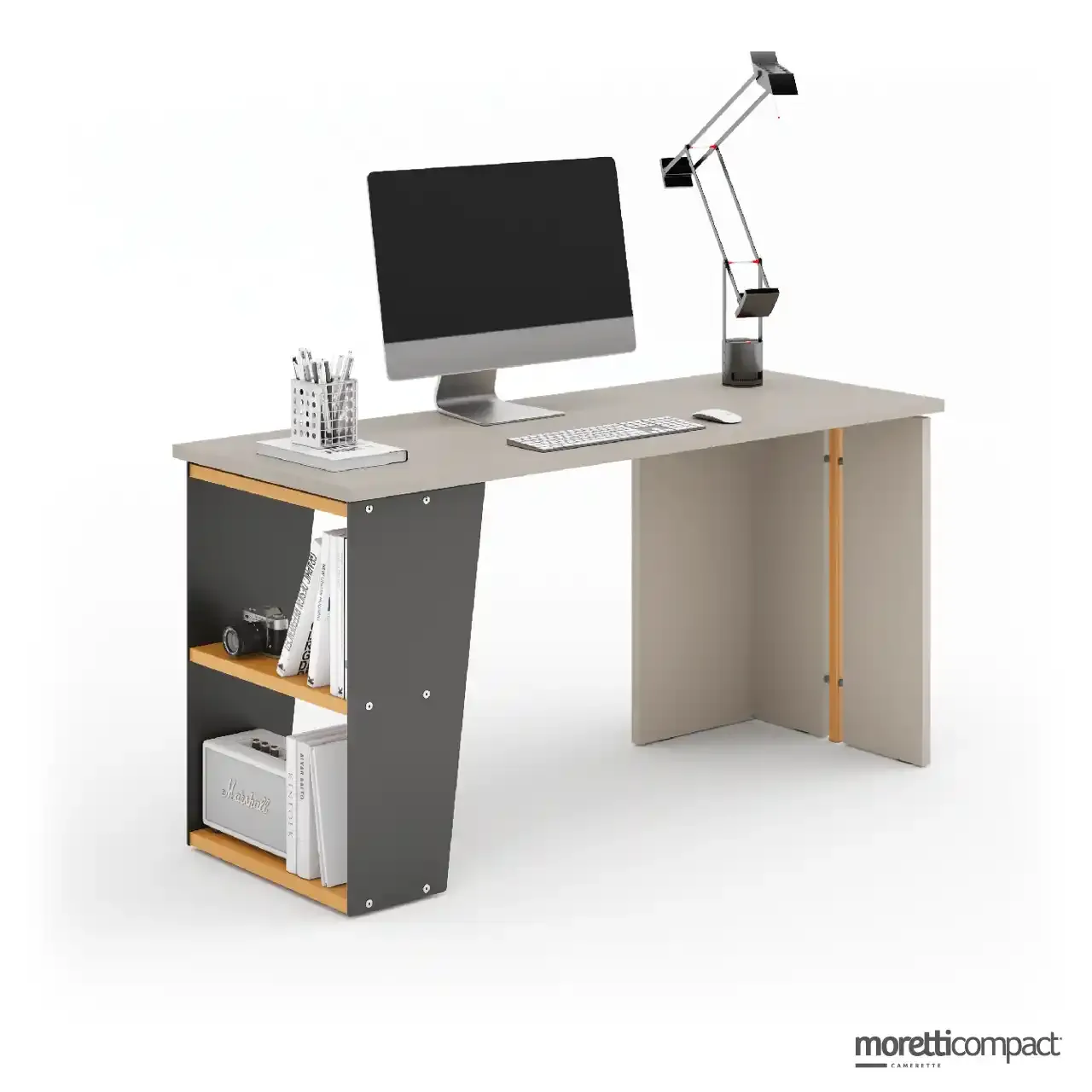 Scrivania con supporti Loop e Insert Moretti Compact