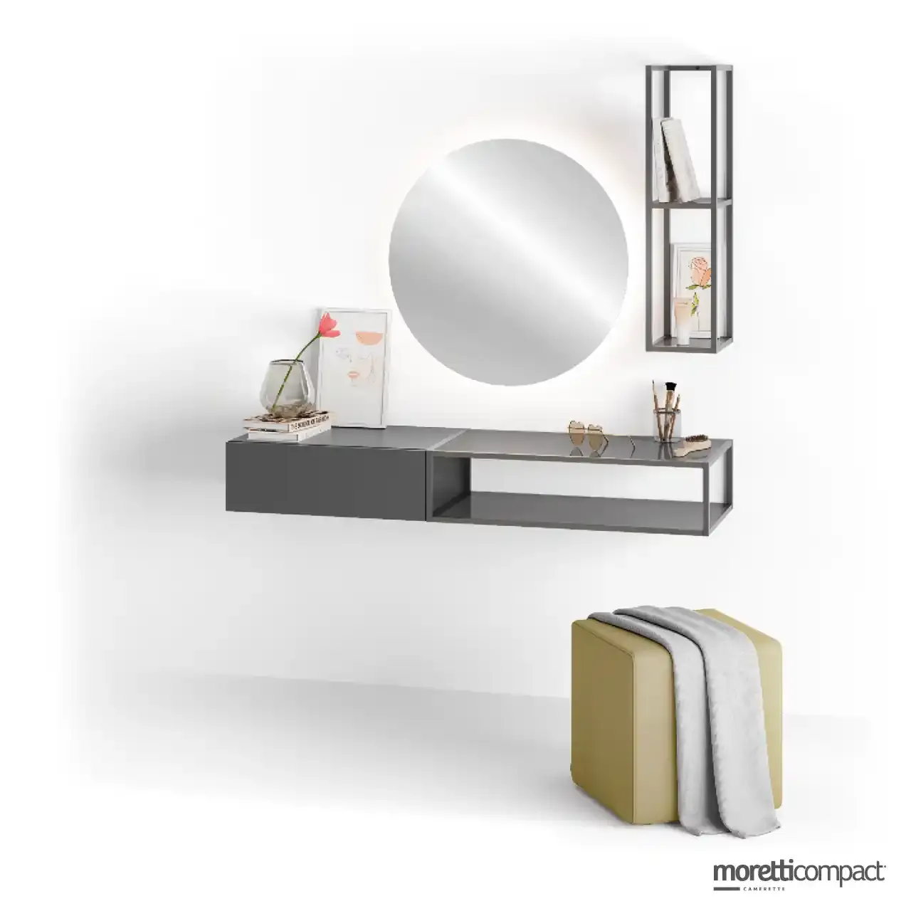 Specchiera Moonlight Moretti Compact con Air Frame e Wallbox sospesi